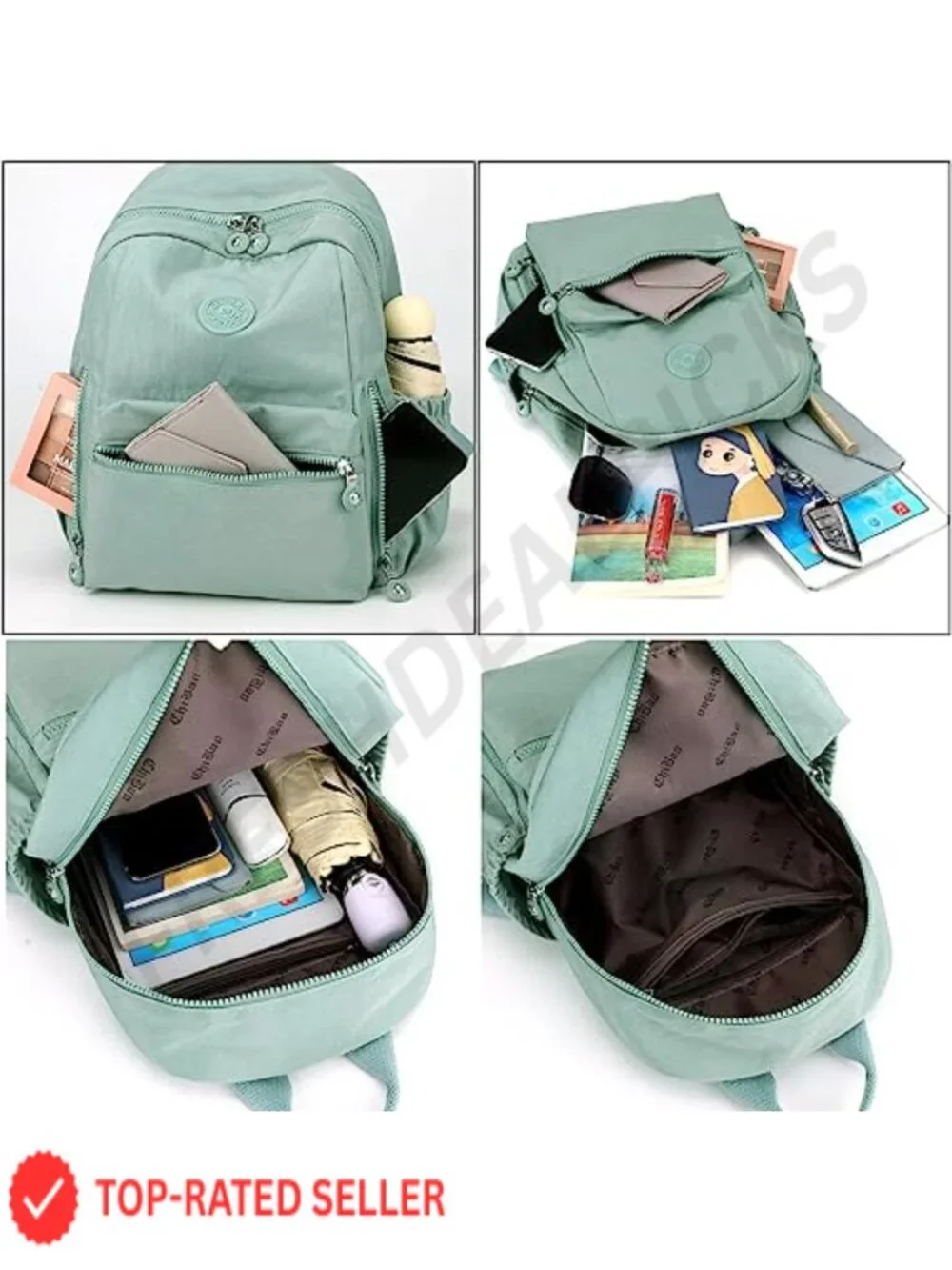 Mini Women's Nylon Backpack Purse Casual Daypack with 10 Pockets Fits iPad